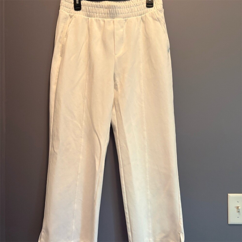 Old Navy Dynamic Fleece Pants Womens Petite L White Wide-Leg High-Rise
